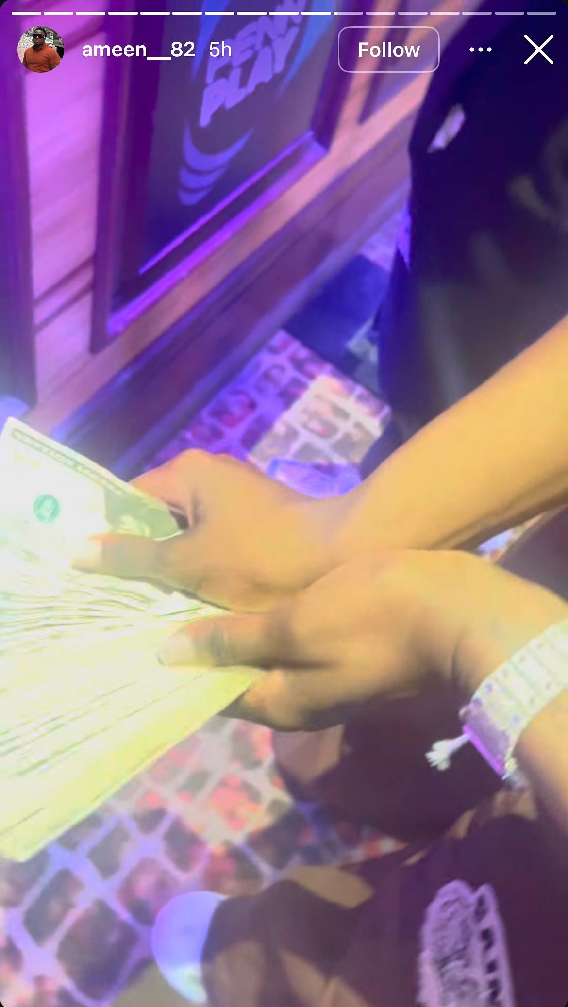 Ameen flexes the money he and Johnson made at the casino